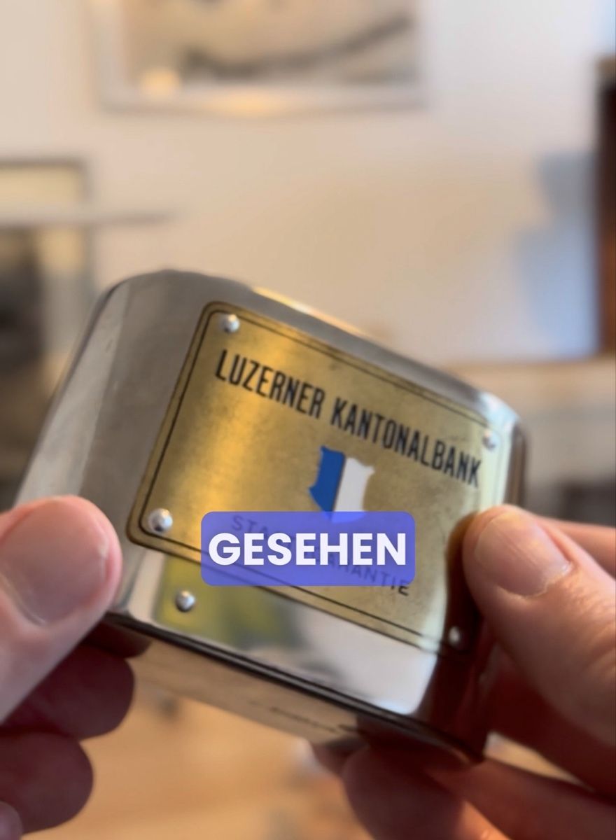 Spardosen: Schweizer Edelstahl-Spardose Luzerner Kantonalbank – Gebraucht aus Zug von Silverjunge