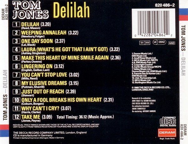 CDs: Tom Jones – Delilah – Gebraucht aus St.Gallen von  1