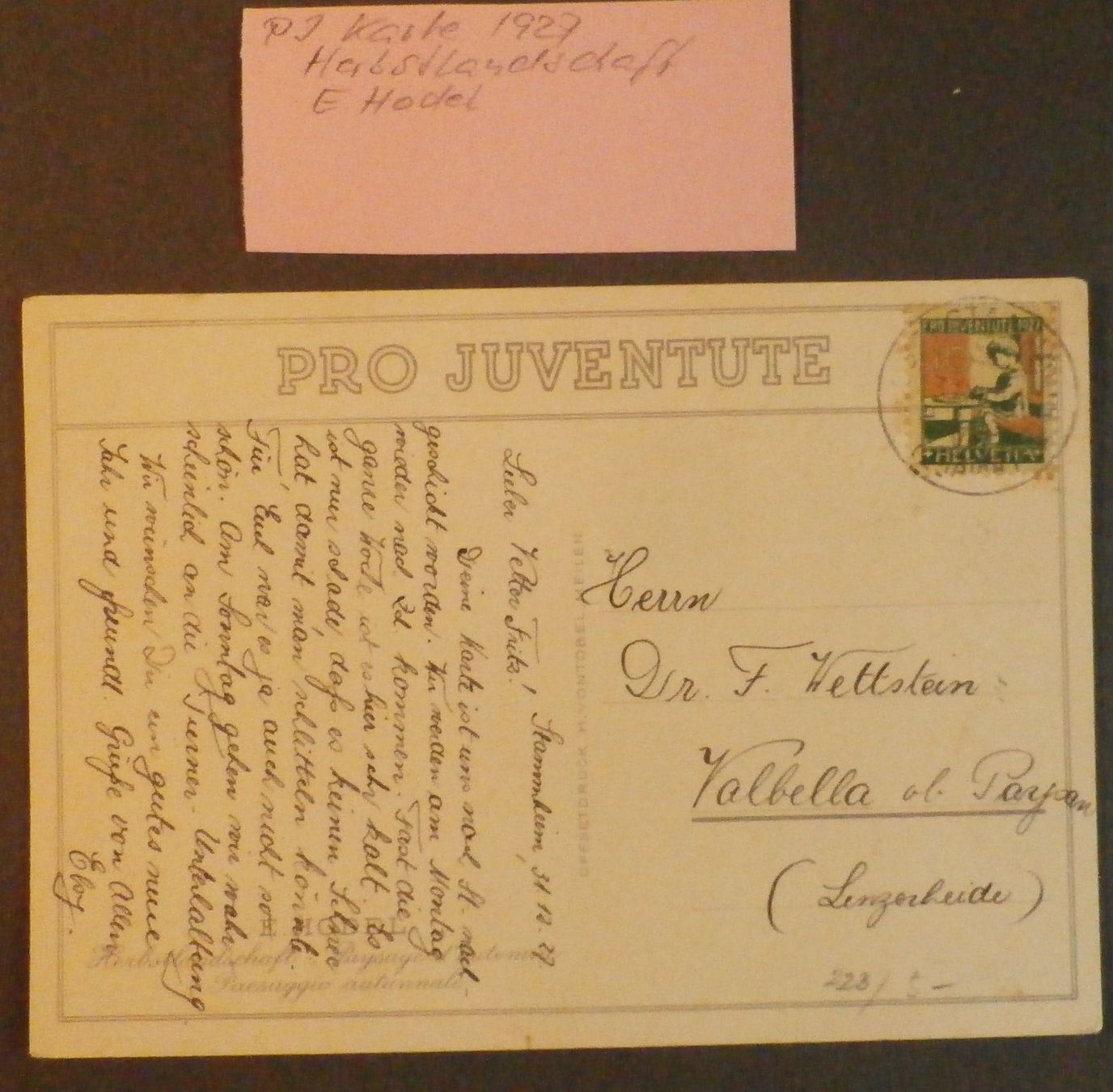 Ansichtskarten: CH Pro Juventute Postkarte 1927 Herbstlandschaft E.Hodel – Gebraucht aus Kehrsatz von Bernherb2 1
