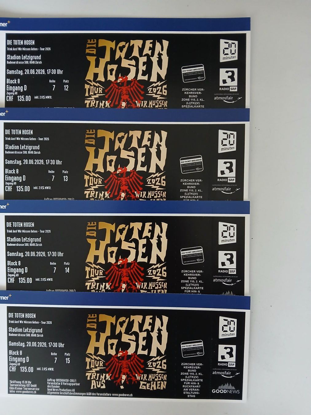 Biglietti: Die toten Hosen 20.06.2026 – Nuovo (secondo la descrizione) da Bischofszell venduto da PDMY
