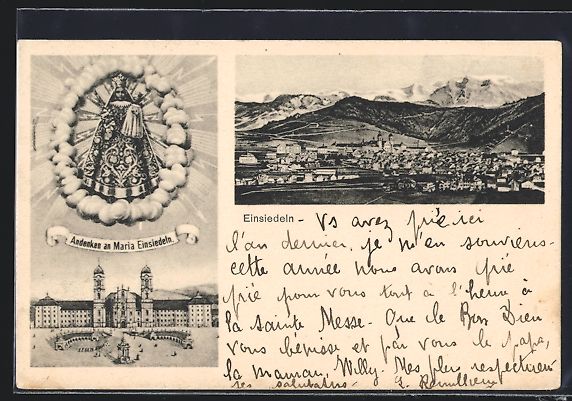 Cartes postales: AK Einsiedeln, Panorama und Mariabild – D'occasion à Berlin par bartko-reher
