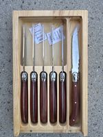 Laguiole Stil Steakmesser Set 6-teilig mit Holzbox 