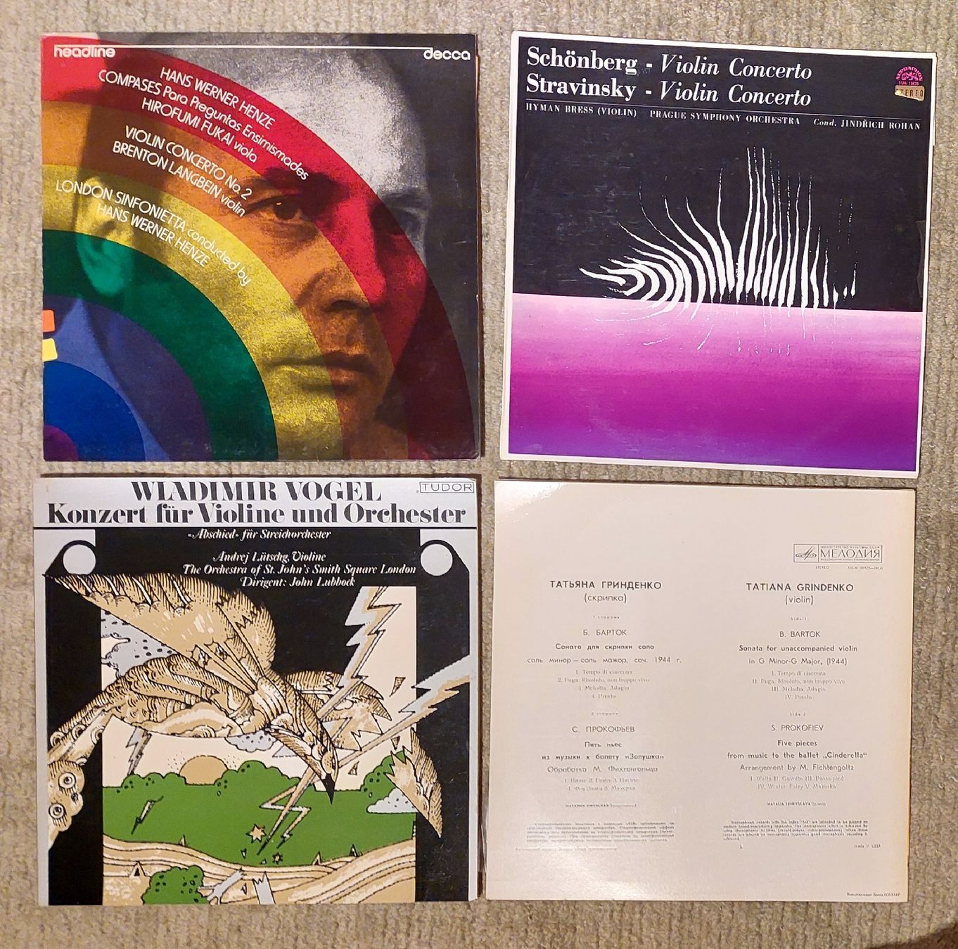 Dischi in vinile: 4 LPs mit Violinkonzerten des 20. Jhdts – Usato da Zürich venduto da Cortin