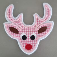 Aufnäher Appli Elch rosa Patches Hirsch Weihnachten waschbar