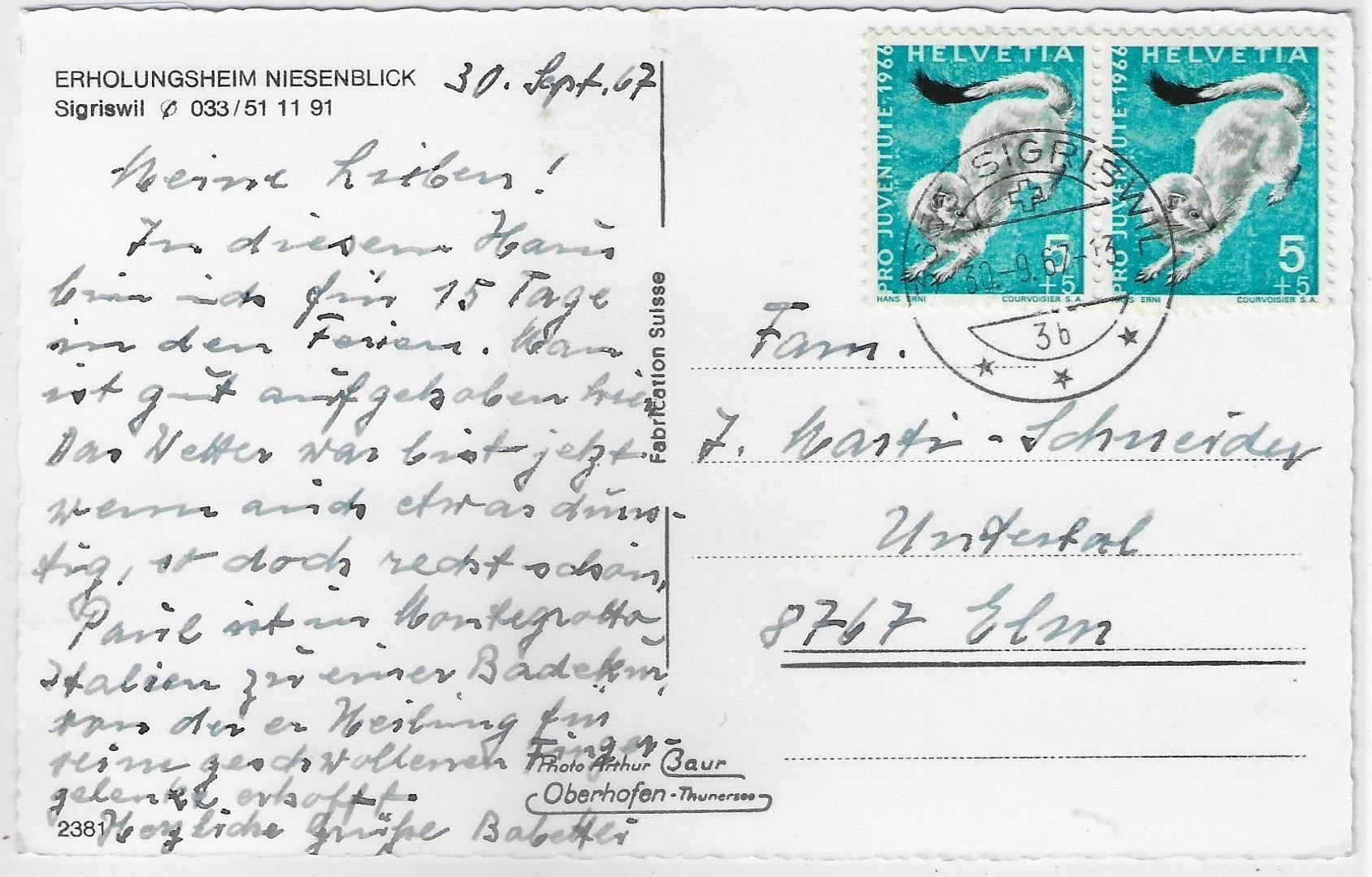 Cartoline postali: Erholungsheim Niesenblick - Sigriswil – Usato da Ettingen venduto da Kartenplanet 1