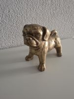 Dekofigur Mops goldfarben guter Zustand