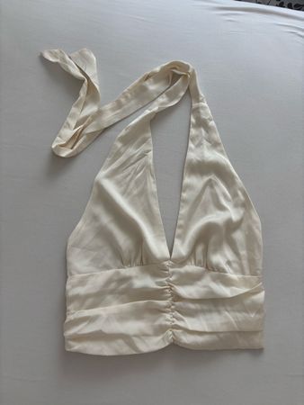 Gina Tricot Creme Top Gr. L Sommerliches Neckholder-Shirt 