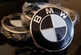 4x BMW Nabendeckel Kappe 68mm schwarz weiss