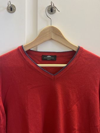 Herren Pullover Gloriette V-Ausschnitt Rot Grösse S/M Baumwo