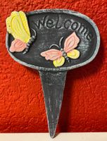 Hübsches Gartenschild "Welcome" mit Schmetterlingen, Deko!
