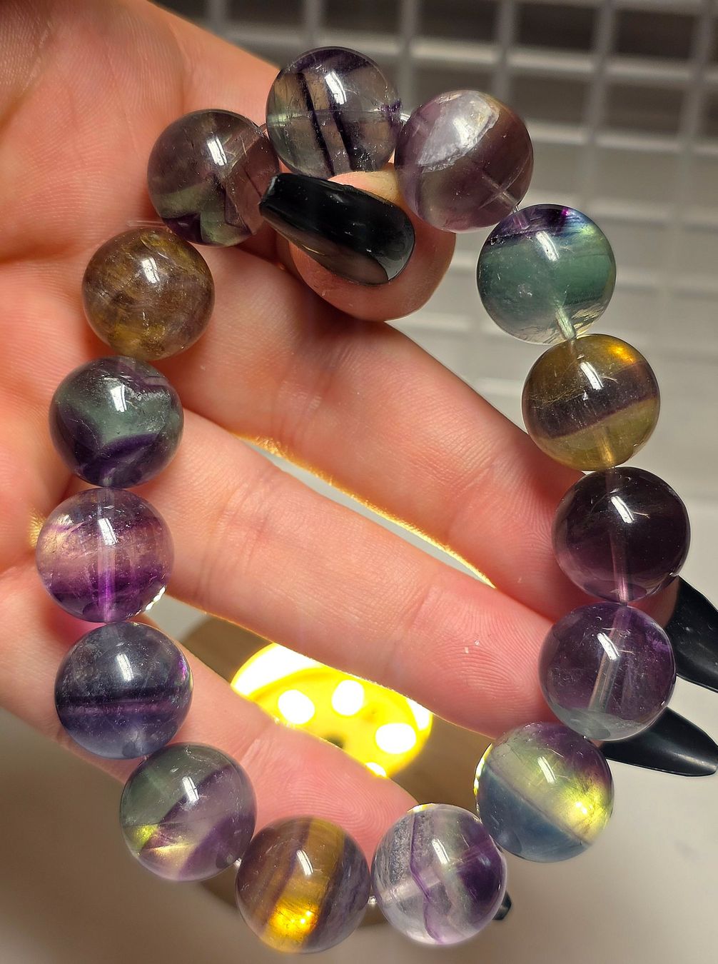 Minerali & Pietre curative: Regenbogenfluorit Armband C 14.7mm – Nuovo e nell'imballaggio originale da Matzingen venduto da Shay_Crystalz 1