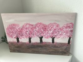 Unikat Acrylbild Kirschblüten 60/40