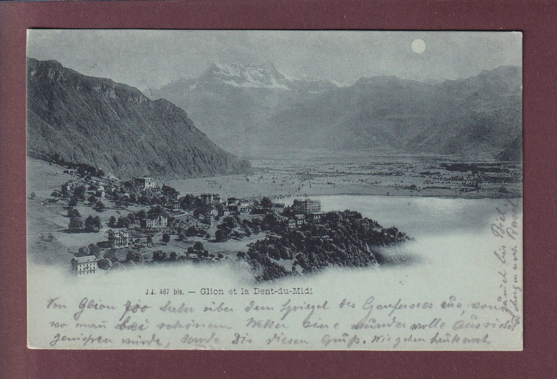 Cartoline postali: GLION - Clair de Lune - 1899 – Usato da Pully venduto da nicecards