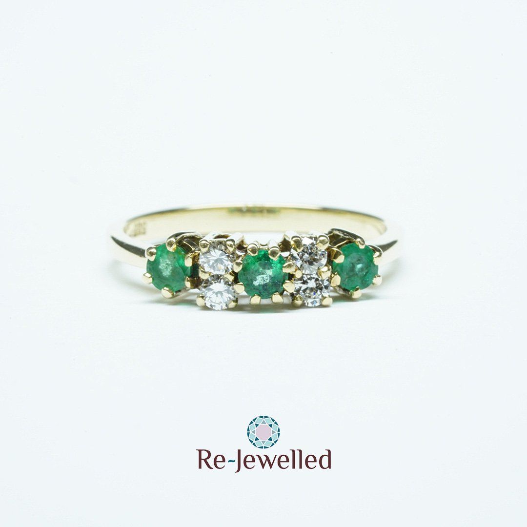 Anelli: Fingerring 14k mit Smaragden und Diamanten – Usato da Bülach venduto da Re-Jewelled 6