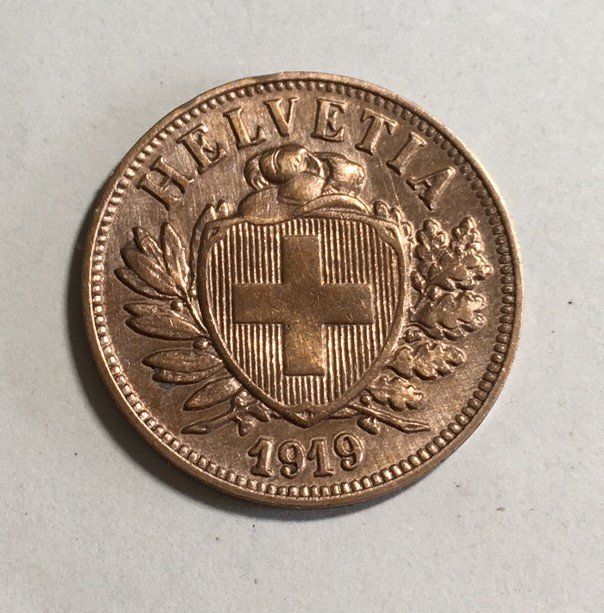 Tutti le monete: 1919 2 Rappen -unz – Usato da Kirchberg SG venduto da Helveticus00