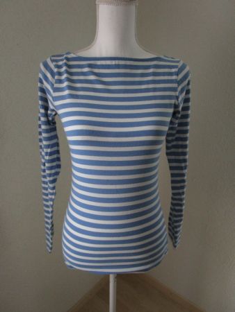 T-Shirt Langarm Gr. S blau-weiss gestreift