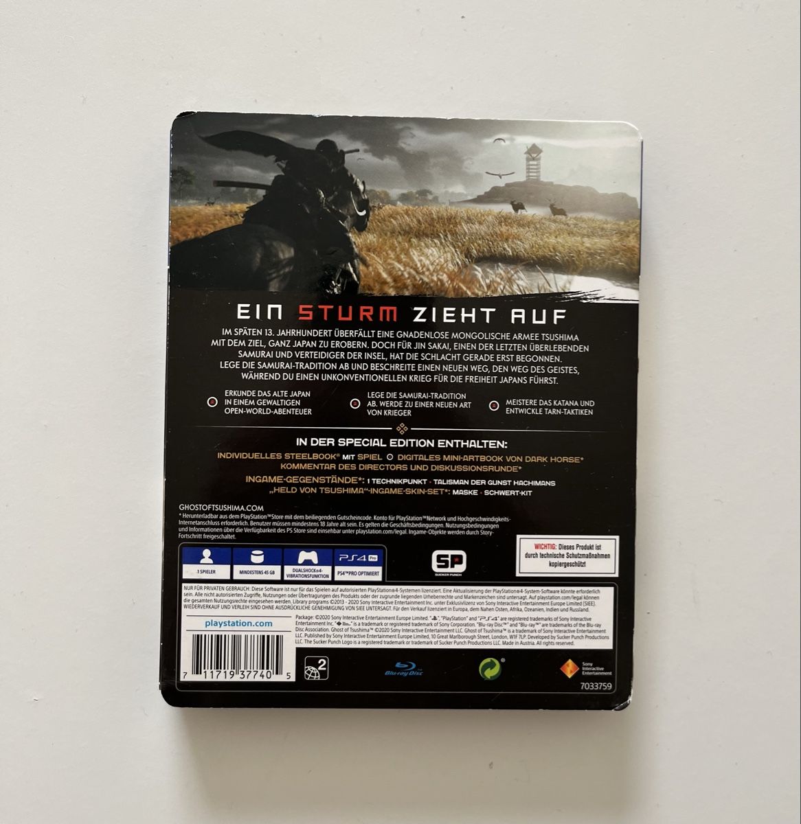 Sony, Ghost Of Tsushima PS4, Jeu d'action et d'aventure, Édition Spéciale, 1 Joueur, Version
