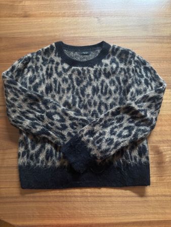 Massimo Dutti Pullover mit Wollanteil, Leopardenmuster, Gr S