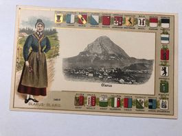 Postkarte Glarus Tracht Berg Ansicht alt guter Zustand
