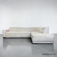 Ecksofa Creme-Beige aus Alcantara