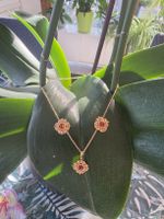 Silber Roter-Karneol Schmuckset Ohrringe+Kette – Royal Blüte