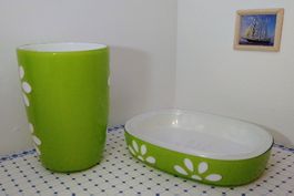 Badezimmer Set – Mundspülbecher und Seifenschale hellgrün