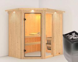 Sauna Fiona 1 Systemsauna, Eckeinstieg - Gratis Versand