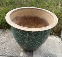 Blumentopf keramikgrün weiss gesprenkelt gebraucht