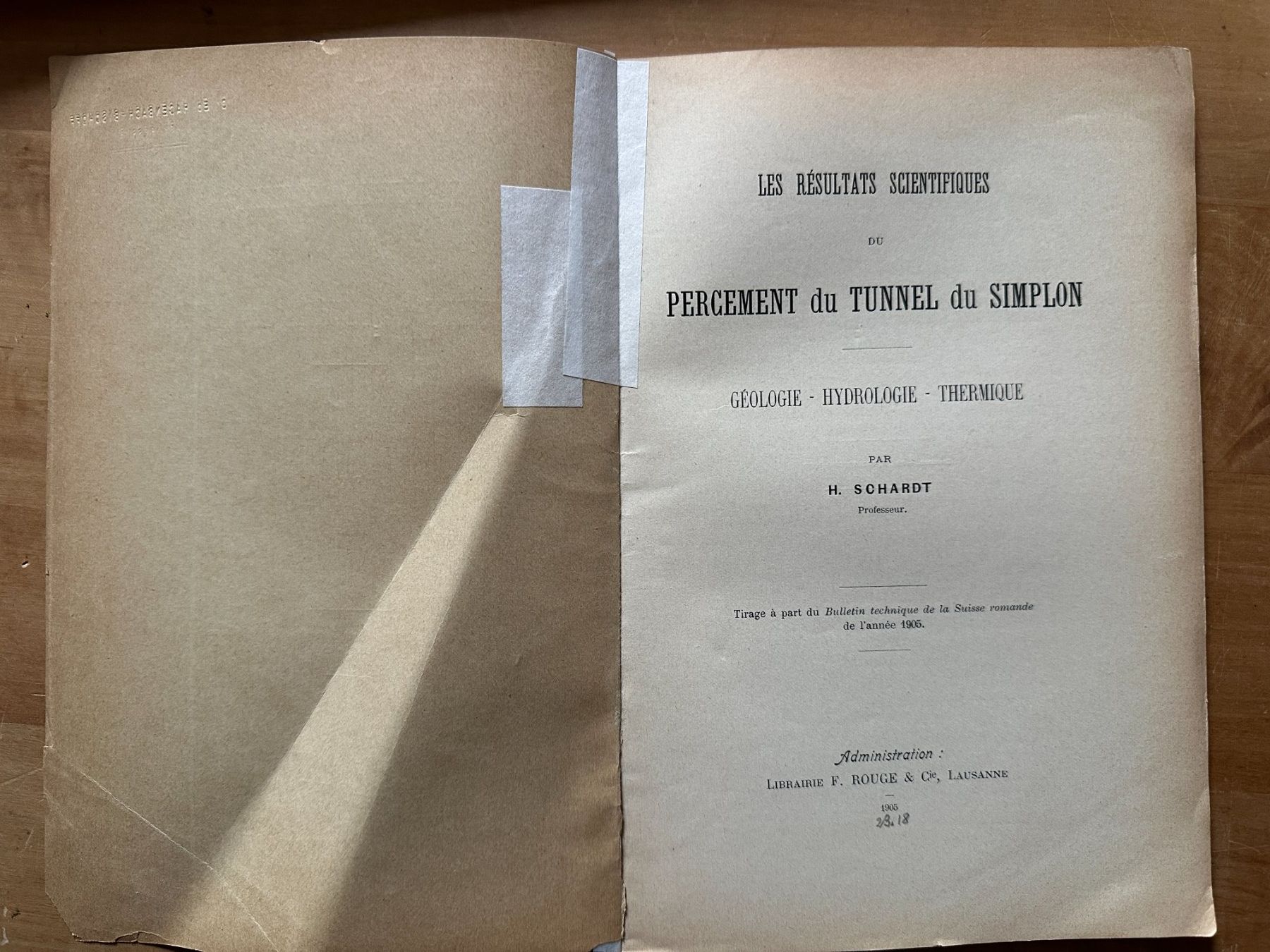 Libri: Hans Schardt: Percement du Tunnel du Simplon 1905 – Usato da Zürich venduto da allp 1