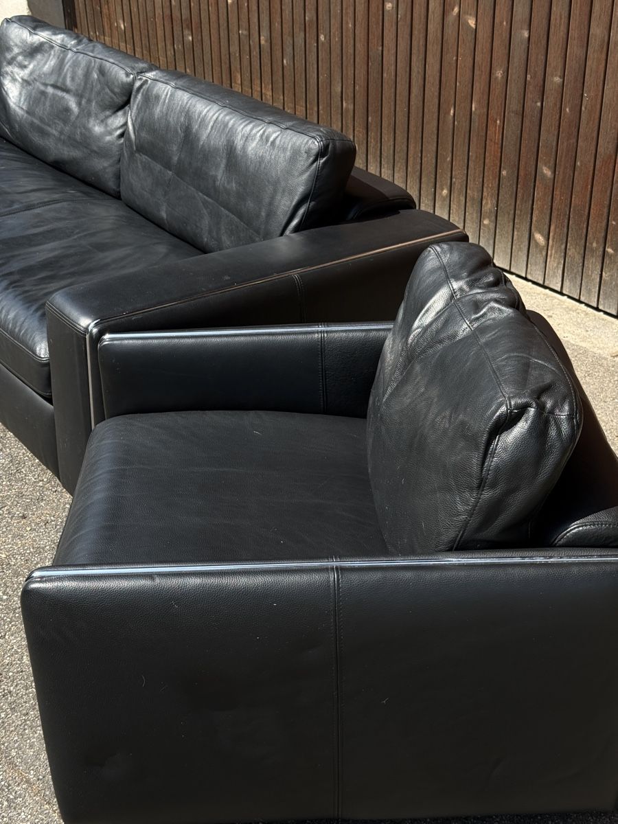 Divani: Schwarzes Couchset aus Leder – Usato da Pfäffikon SZ venduto da Tonimarroni99 6
