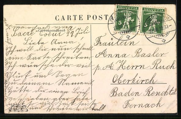 Cartoline postali: Estavayer-le-Lac, Institut du Sacre-Coeu – Usato da Berlin venduto da bartko-reher 1