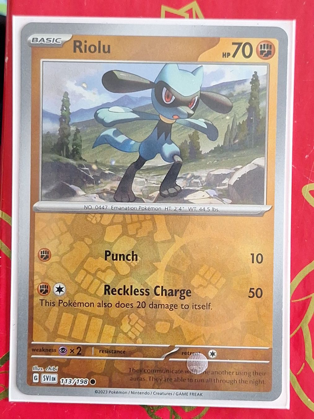 Pokémon Carte collezionabili: Riolu - Pokemon Reverse Holo Scarlet Violet – Usato da Altstätten SG venduto da GGsGameshop