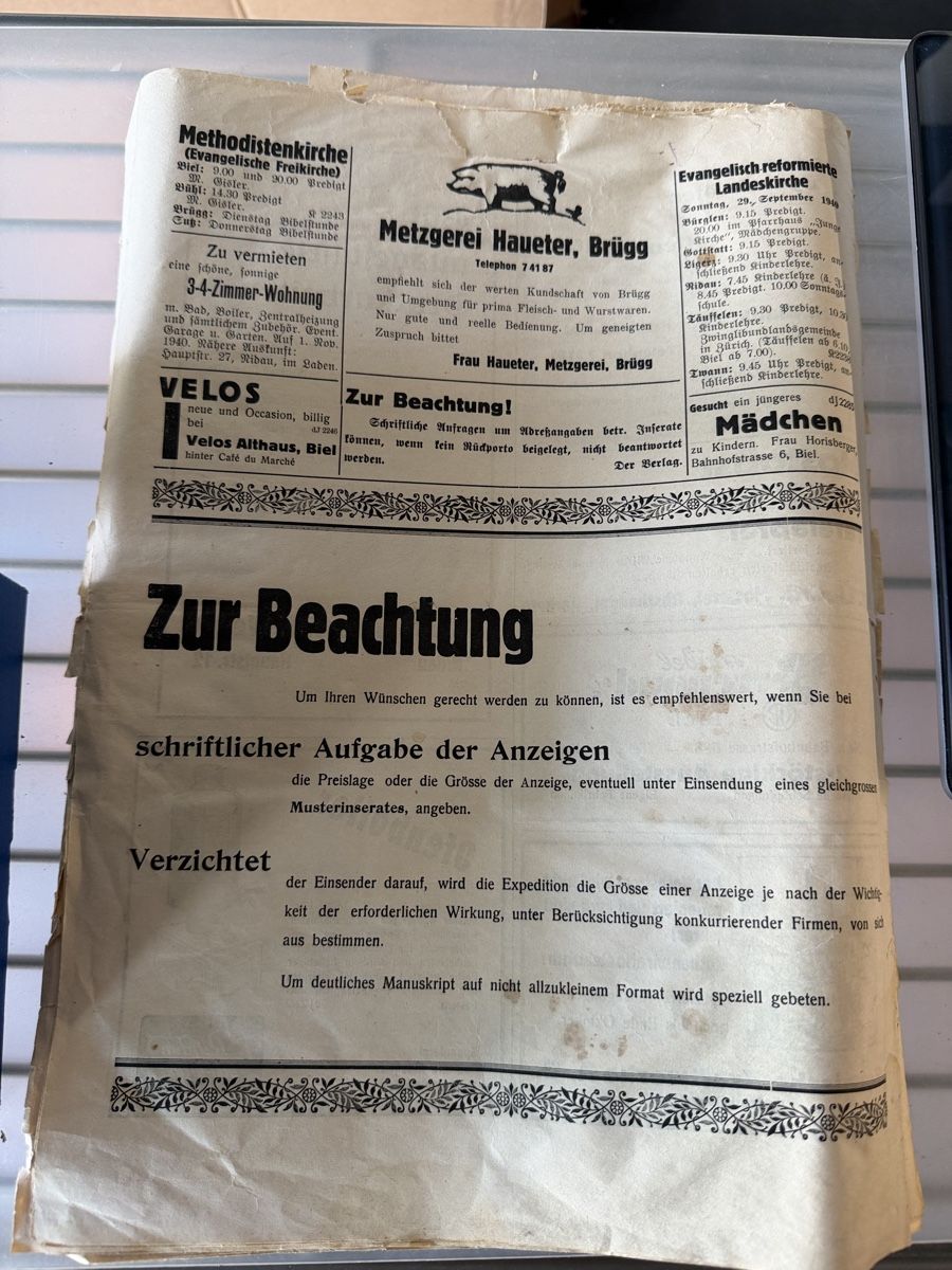 Riviste & Magazine: Nidauer Anzeiger, Schweizer Zeitung von 1939 – Difettoso da Lyss venduto da nekoreh 1
