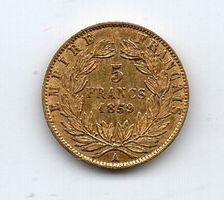 (1062) Frankreich, 5 Francs 1859, Gold