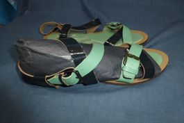 PEPE JEANS SANDALEN GRÜN GR 41 1 X GETRAGEN RIEMCHEN LEDER