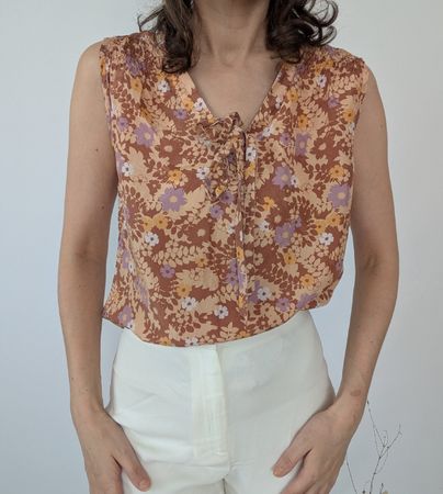 Côté Femme Bluse Gr. 38 Seide Blumenmuster leicht fleckig