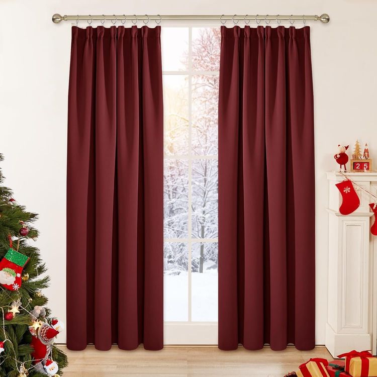 Weihnachtsdorf Vorhänge 2er Set – Blickdicht, 175 Cm Lang, 70 Cm Breit, Thermovorhang Mit Ösen, Wintermotiv