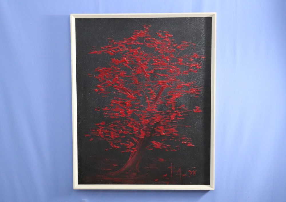 Roter Lackbaum, Gemälde signiert und datiert 75 Kaufen auf Ricardo