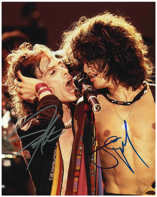 STEVEN TYLER & JOE PERRY *AEROSMITH* signiert (20x25cm) COA (Gebraucht ...