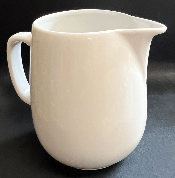 CLASSIC Porzellan Wasserkrug 1200ml - Weiß Mit Blauem Rand Für Limonade & Tee