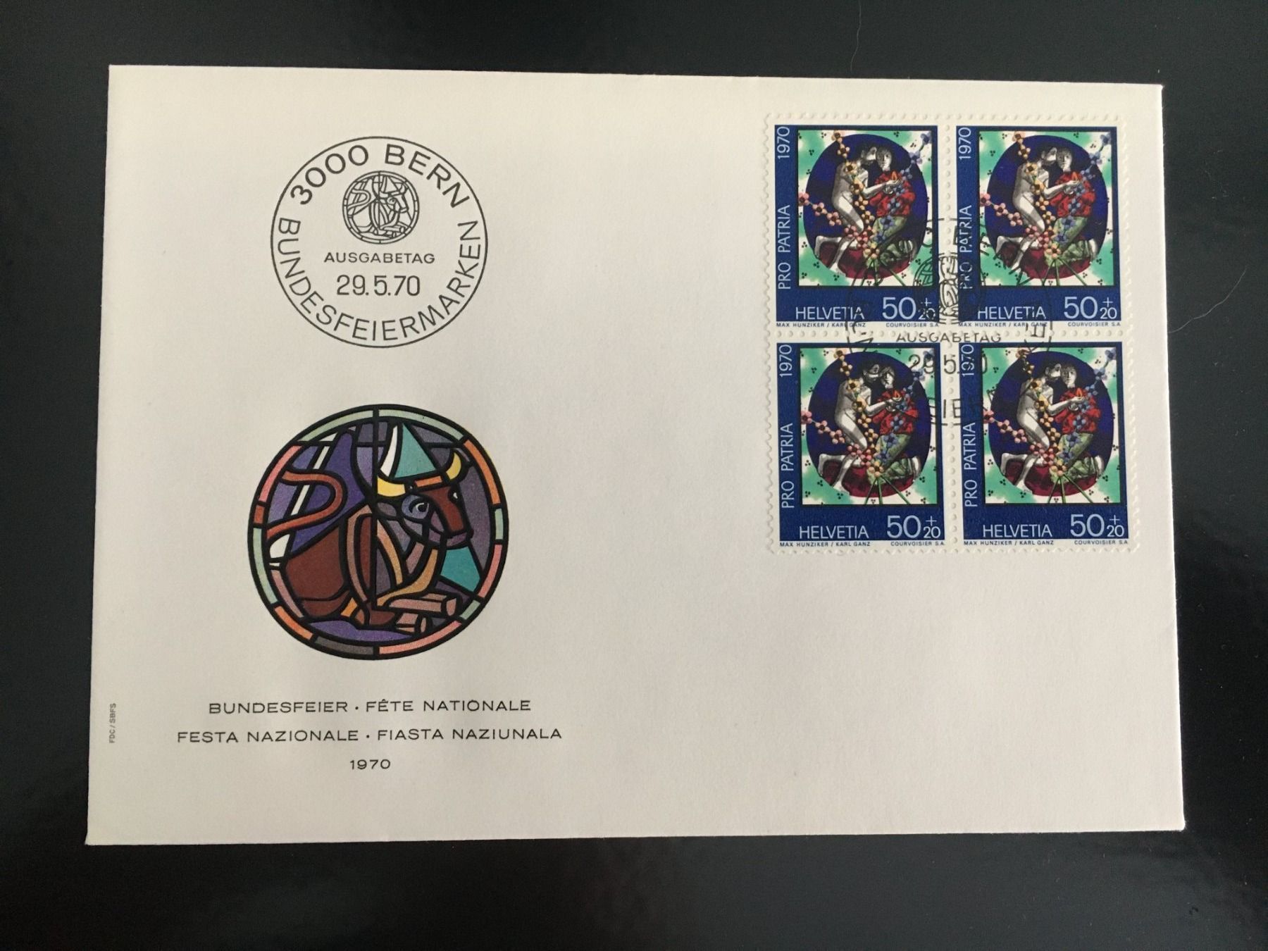 Tutti i francobolli: Pro Patria 1970 / FDC / Viererblock – Usato da Grand-Lancy venduto da Dany1973