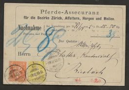 Faltbrief Schweiz 1878 Aussersihl Riesbach sitzende Helvetia