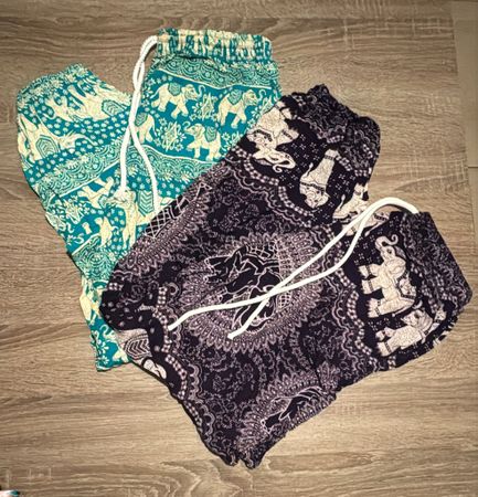 Neu! Duopack Sommer Thai Hose Elefantenmuster, 2er Set