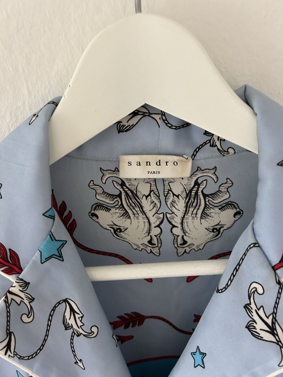 Sandro Camicette: Sandro Hemd hellblau mit Muster und Knöpfen Grösse L – Usato da Zürich venduto da SecondLifeGoods 3