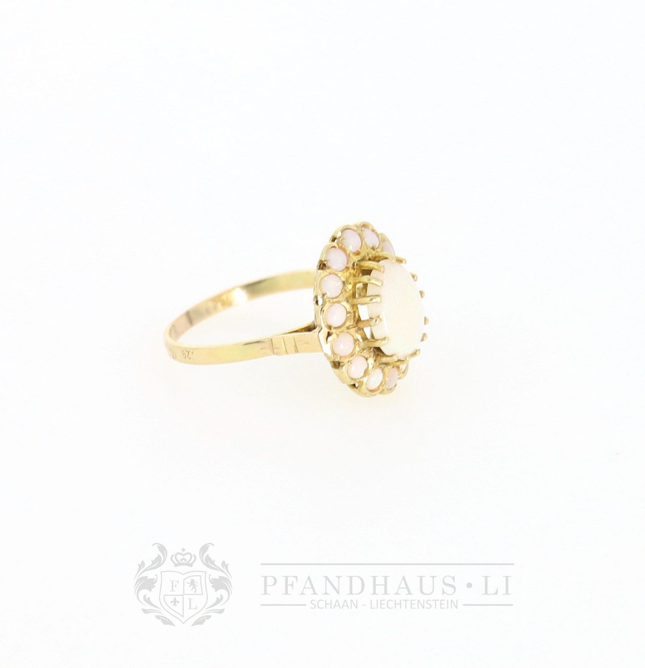 Anelli: LIEBENSWERTER RING AUS 14K GOLD MIT MILCHOPALEN – Usato da Schaan venduto da Pfandhaus-LI 8