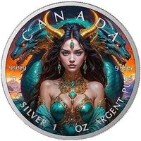 2025 Canada Farbiger Round Lady Dragoness 1 oz Silber Color