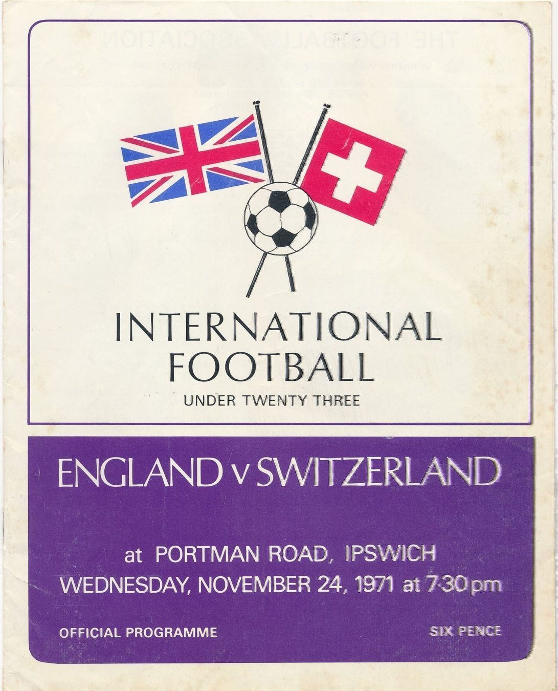 Riviste & Magazine: Matchprogramm England- Schweiz U-23 1971 – Usato da Le Mouret venduto da Pantini
