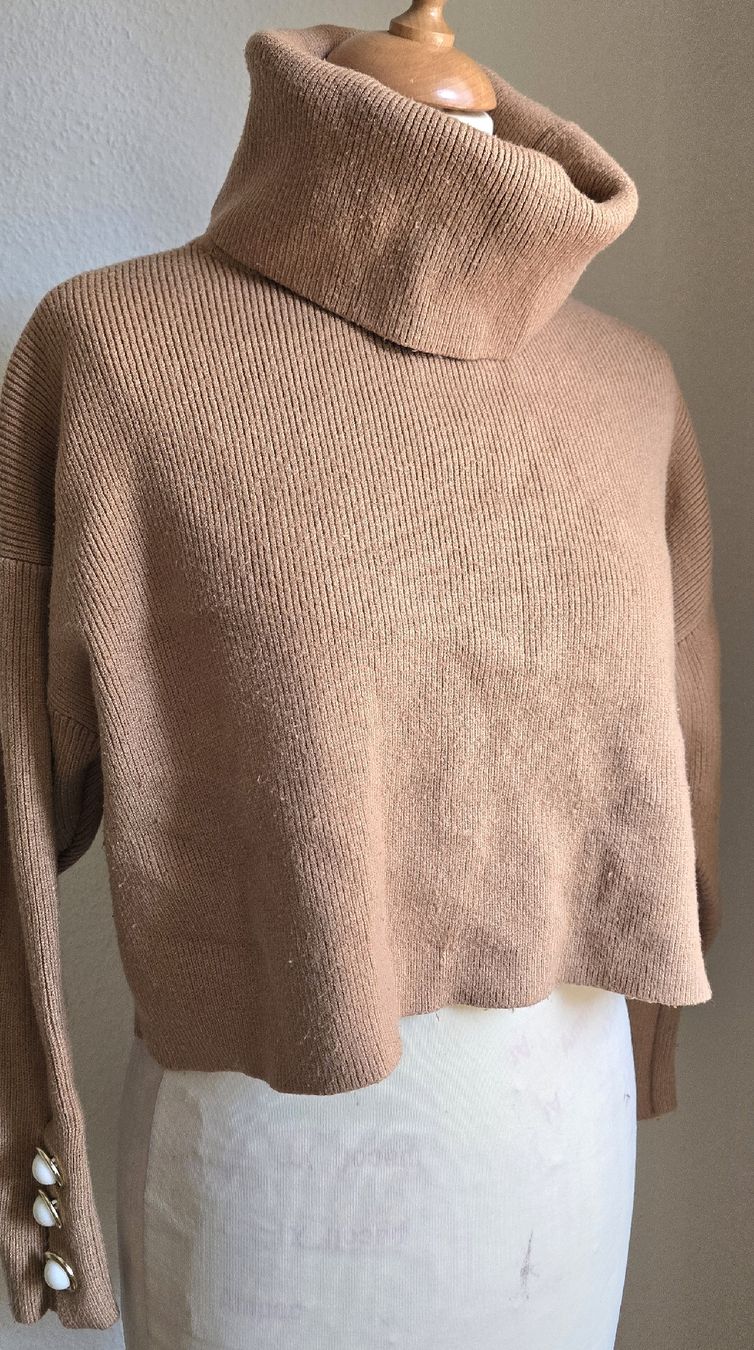 Zara Maglioni & Felpe: Pull court à col roulé couleur camel taille S – Usato da Genève venduto da Saleena 6