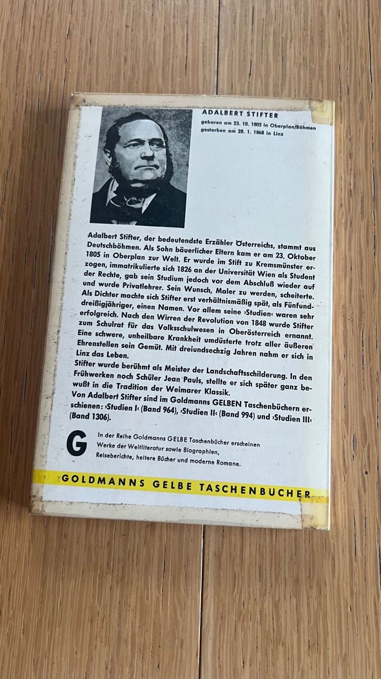 Libri: Adalbert Stifter: Studien III, Goldmann Ausgabe, Klassiker – Usato da Schübelbach venduto da Dolly990_2 1