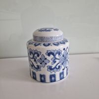 Vintage blau-weißer chinesischer Porzellankrug mit Deckel
